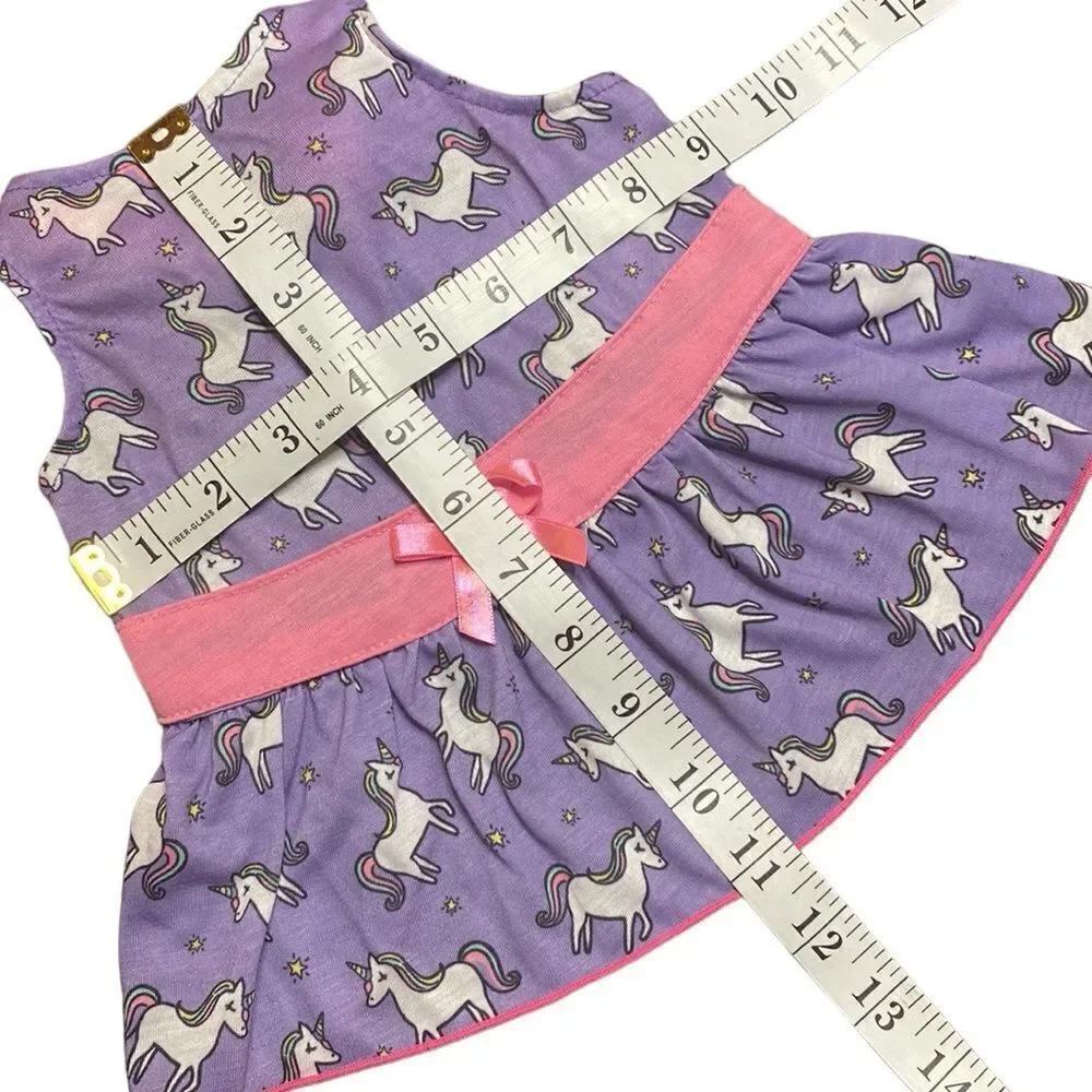 Purple Unicorn Ruffled Dog Dress M